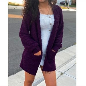 Dark Plum Popcorn cardigan